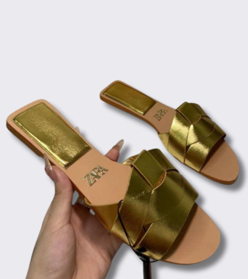 Zaba | Elegantní nízké sandály s pletením