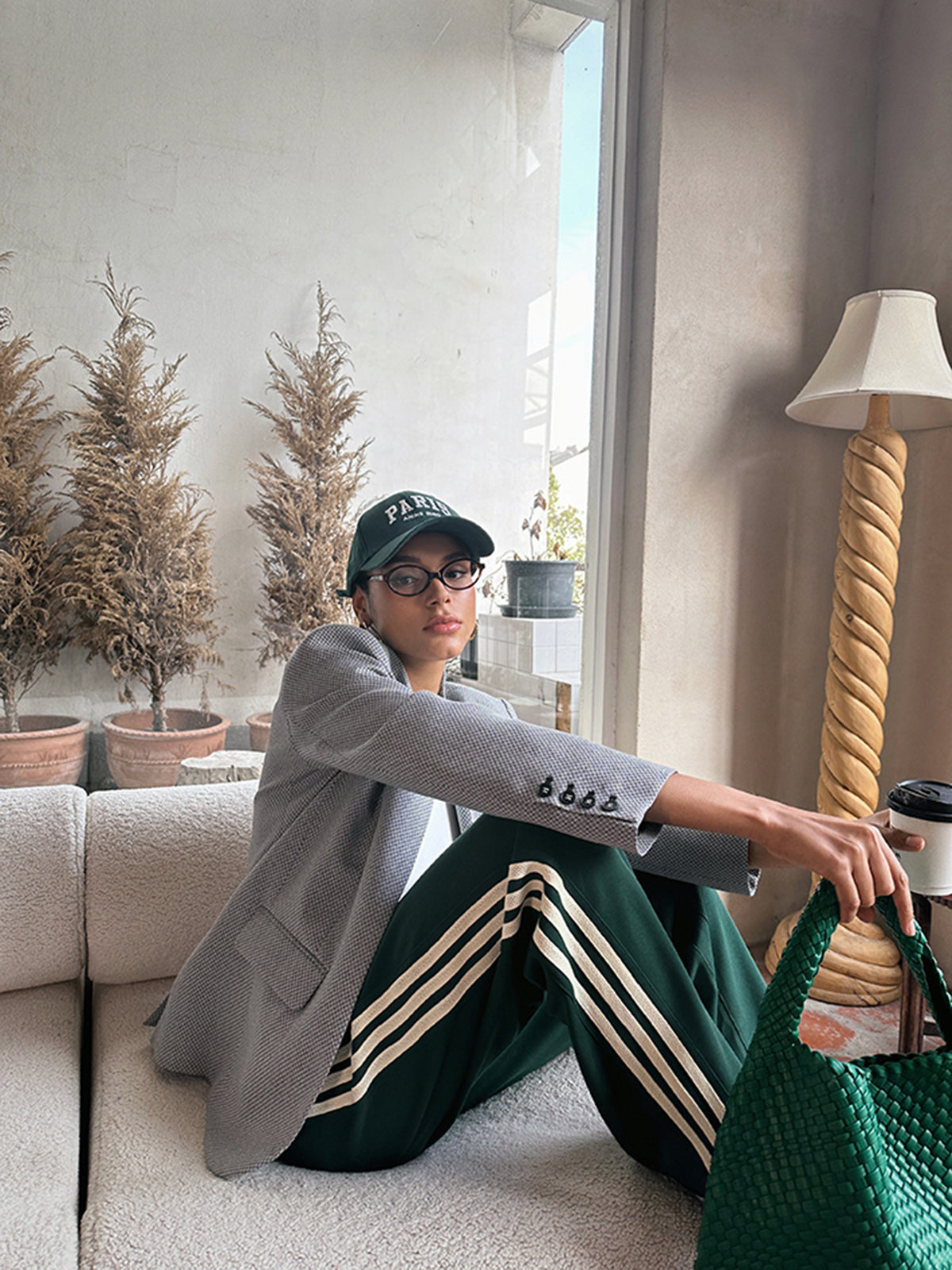 Casual Kalhoty s Patchwork Pruhy