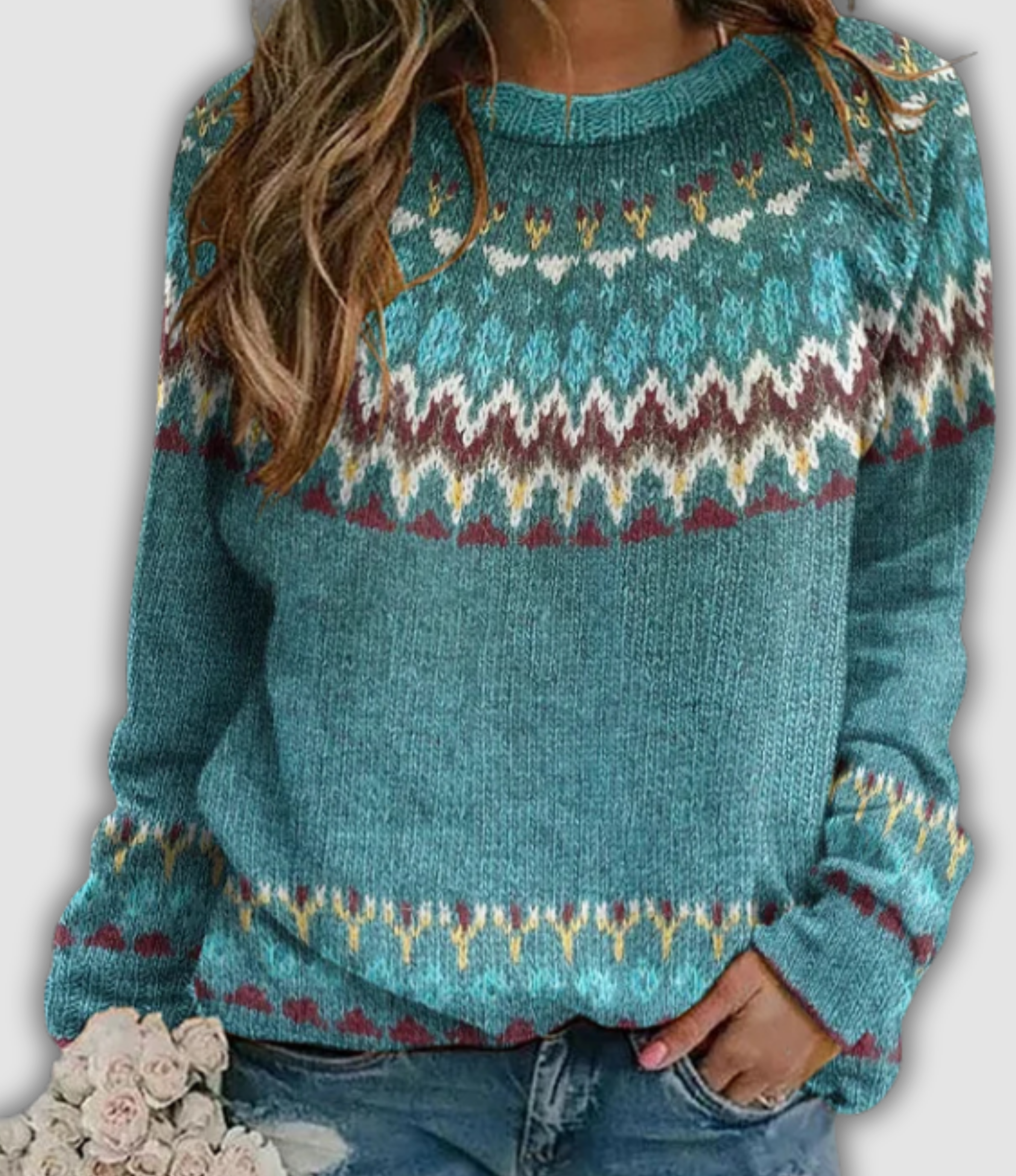 Alvara - Retro Mikina s Vlnkovým Vzorem