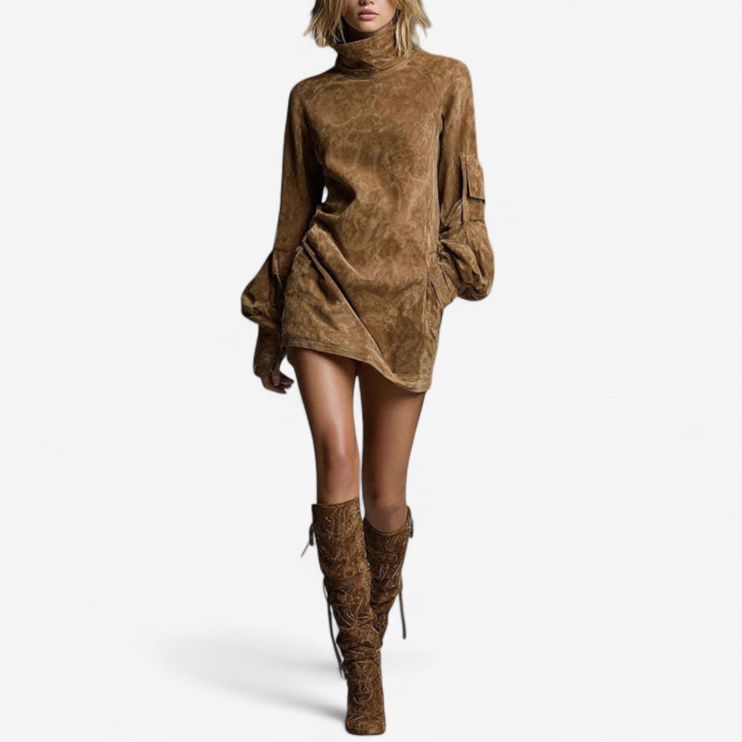 Tania™ Mini Šaty s Vysokým Límcem