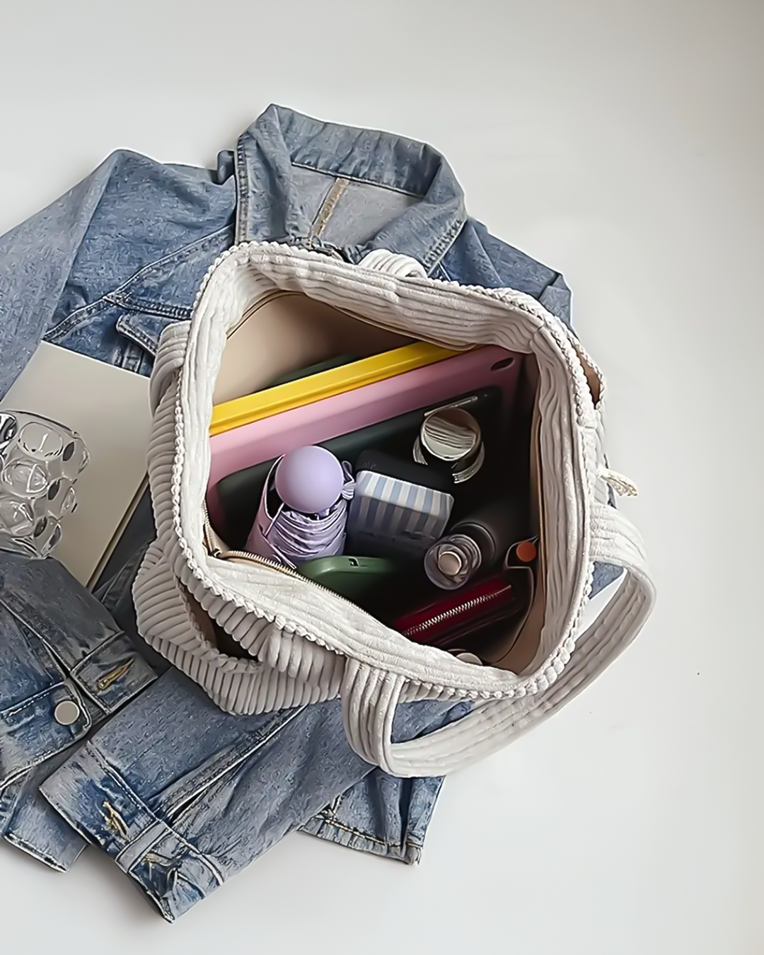 Tilda – Taška s Žebrovaným Vzorem a Šňůrkovými Detaily