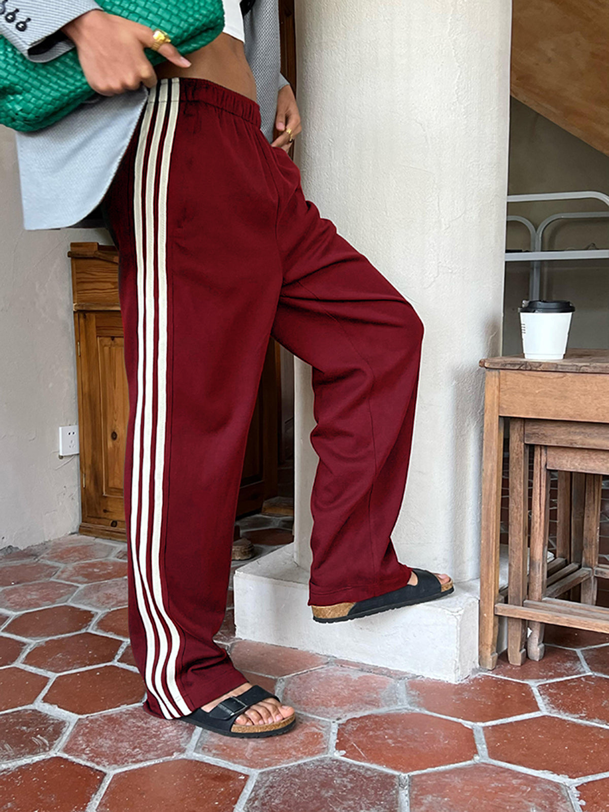 Casual Kalhoty s Patchwork Pruhy