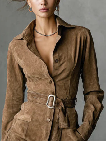 Monika – midi šaty z nubuku